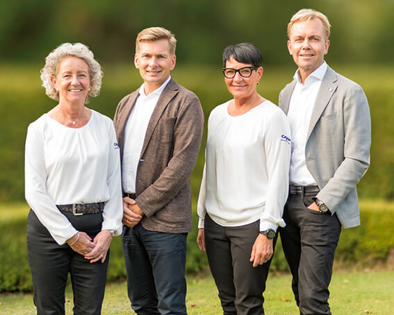 Siv Berthagen, Marknadschef Lars Adde, Verkställande Direktör Helle Thomas, Försäljningschef DK,NO, FI Anders Jemth, Försäljningschef SE